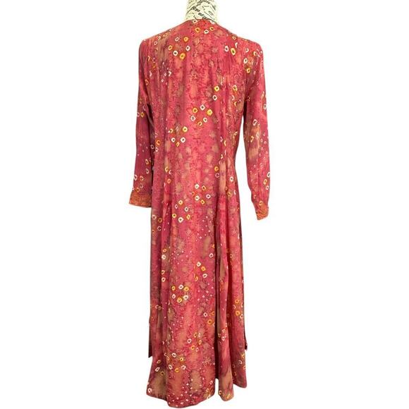 Damini long maxi dress long sleeve wooden buttons side slit  size XL - Picture 2 of 4